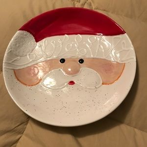 Hand Painted Santa Bowl Holiday Decor